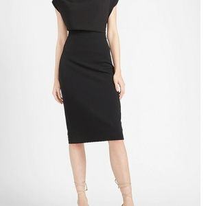 Draped sleeve mock neck sheath dress